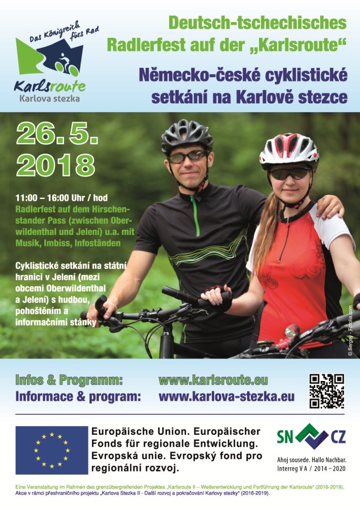 Německo-české cyklistické setkání na Karlově stezce v sobotu 26. května 2018 